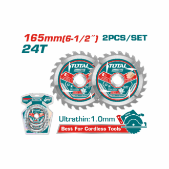 Total Ultra-thin TCT Circular Saw Blade Set 165mm, Wood Cutting TAC2331653 (Pack of 2pcs)