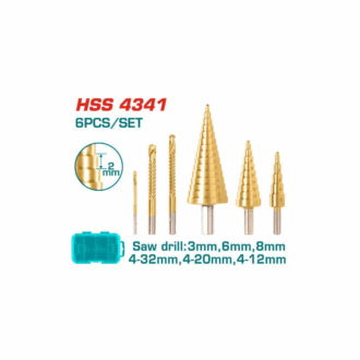 Total Step Drill Bit Set with Saw Drill TACSD2061 (Pack of 6pcs)