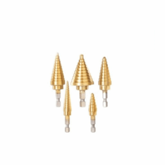 Total Step Drill Bit Set 1/4" Hex Shank TACSD2051 (Pack of 5pcs)