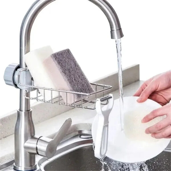 Nadstar Faucet Holder Stainless Steel Sink Drain Rack Sponge Storage Soap Drainer Shelf Organizer HP09-166H