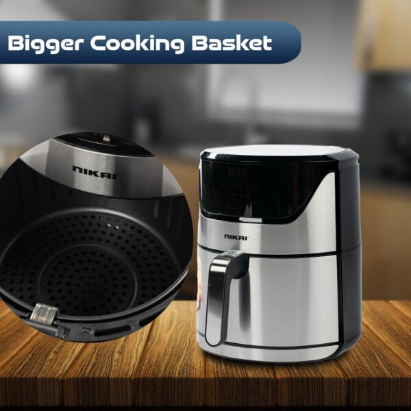 Nikai Air Fryer 6L Multifunctional Low Oil Fryer 1800W Auto Cut Off Non-Stick Coating Pan 60 min. timer Detachable Frying Basket - NAF688DS