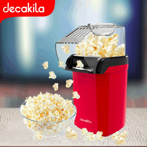 Decakila Hot Air Popcorn Popper 1200W Home Popcorn Maker With Measuring Cup Capacity 0.27 L KETT009R