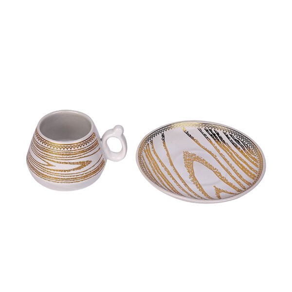 Nadstar Porcelain Cup & Saucer Golden Print Tea Coffee Cups 0031-1/2