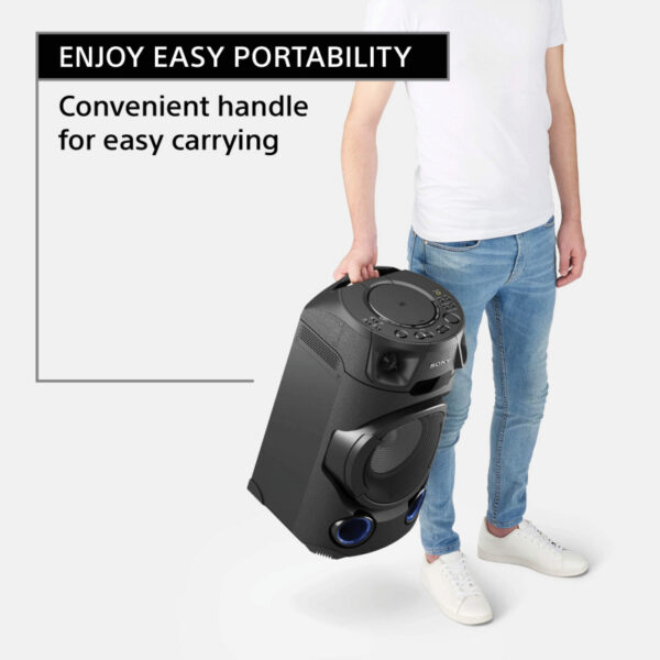 Sony High Power Party Speaker Audio System with Bluetooth Technology, Speaker Light, Two High Efficiency Tweeter, Jet Bass Booster Technology, Fiestable App, Multi Device Connection MHC-V13