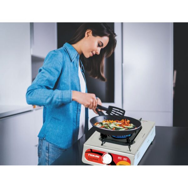 Nikai Gas Cooker 1 Burner Stainless Steel Blue Flame with High Efficiency Stainless Steel Body Full Safety Features NG843