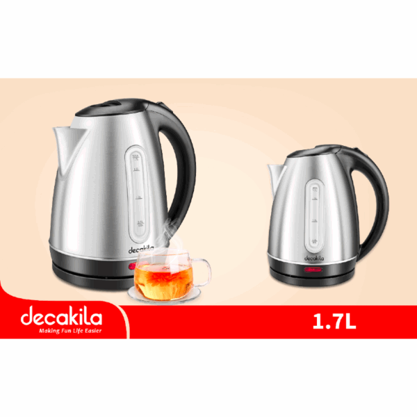 Decakila Kettle 1.7L Electric Jug 2200W Stainless Steel Boil Dry Protection With Working Light Body With Filter Design KEKT004W