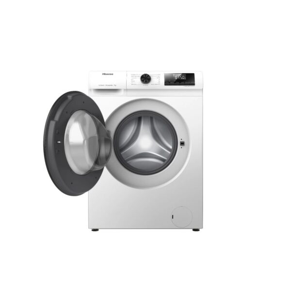 Hisense Washing Machine 7kg Front Load with Inverter, LED Display, Snowflake Drum, Delay Wash, White WFQP7012VM