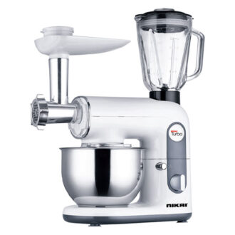 Nikai Kitchen Machine 800W 4L Bowl Metal Heavy Duty Meat Grinder Splash-Proof Lid Die Cast Aluminium Hooks Dual Speeds and Stainless-Steel Whisk NFP444A