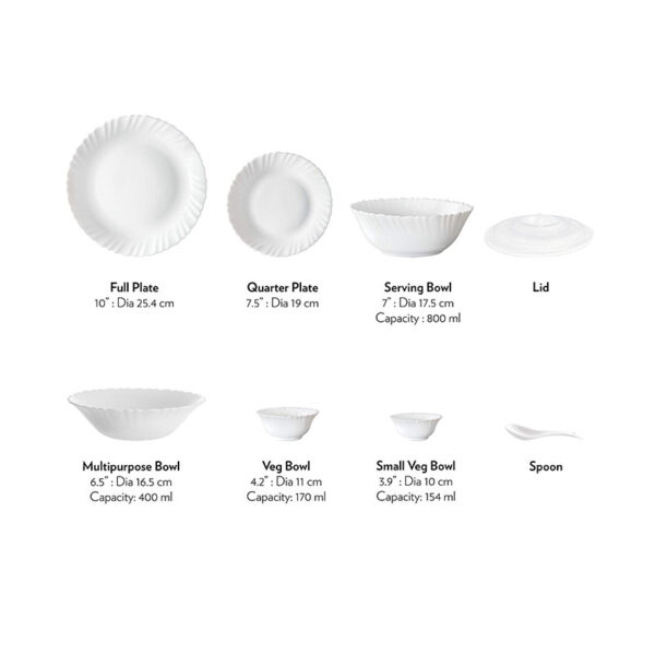 La Opala Dinner Set White Classique 38 Pieces LC038