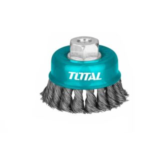 Total Wire Cup Brush with Nut 125mm Twisted Hard Silver TAC32051