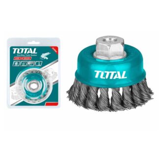 Total Wire Cup Brush with Nut 125mm Twisted Hard Silver TAC32051