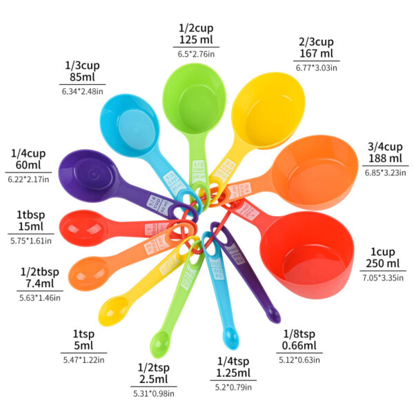Measuring Cups & Spoons 12pc Set Plastic for Baking & Cooking