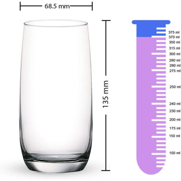 Ocean Glass 6pcs Ivory Hi Ball 370ml Drink Tumbler 1B13013