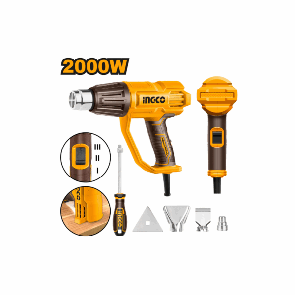 Ingco Electric Heat Gun 2000W with 3pcs Nozzle & 1 Scraper HG200078