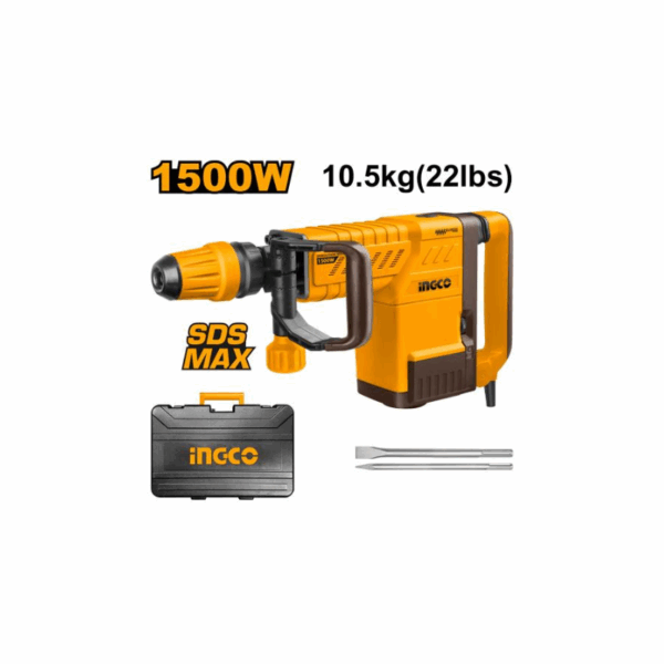 Ingco Demolition Breaker 10.5kgs 1500W with Chisel-locking & SDS-MAX Chuck System PDB15006