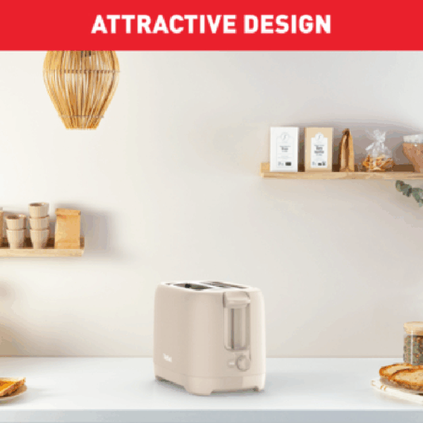 Tefal Morning 2 Slot Toaster 850W with Bun Warmer 7 Browning Levels Stop Function Plastic Body TT2M1B27