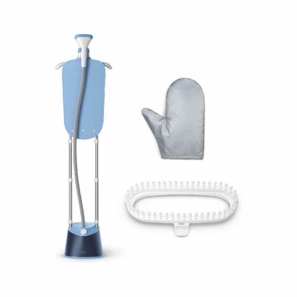 Philips Garment Steamer 1000 Series 1800W with 2 Poles, Integrated Stylemat, 1.8L Detachable Tank, 3 Steam Settings, 36 g/min, Hanger, Brush, Glove STE1030/26