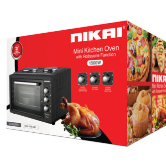 Nikai Oven 20L 2 Hot Plate 1800W 6 Stages Heating Selector 100-250ºC Adjustable Temperature 60 Minutes Timer With Bell NT4520RHT Black