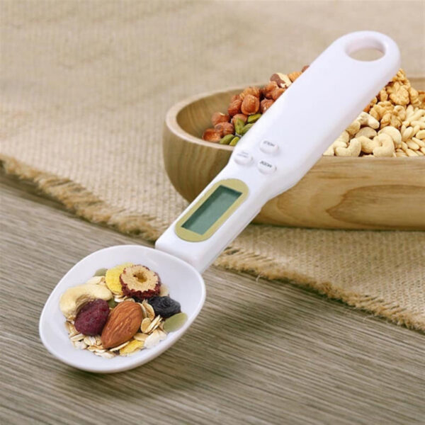 Electronic Digital Kitchen Measuring Spoon Scale 500g/0.1g Used for Milk Tea Flour Spices and Seasoning with LCD Display White