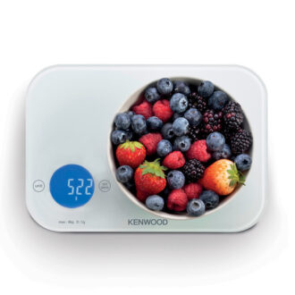 Kenwood Digital Kitchen Scale With 6 Weighing Units 3mm Tempered Glass Touch Control 3 Aaa Batteries Tare/Zero Function Auto Shut-Off White1G-8Kg Capacity WEP50.000WH