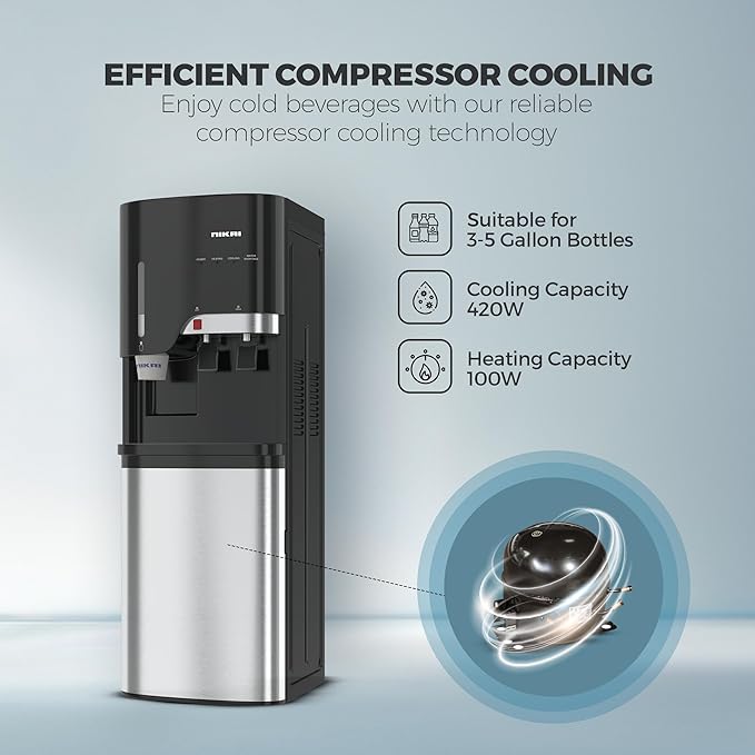 Nikai Water Dispenser 2 Taps Bottom Load With Cup Holder Nwd5000Bss 2 Taps Hot And Cold Compressor Cooling Steel Tank Anti Bacterial Design 4 Nikai Water Dispenser 2 Taps Bottom Load With Cup Holder Nwd5000Bss 2 Taps Hot And Cold Compressor Cooling Steel Tank Anti Bacterial Design
