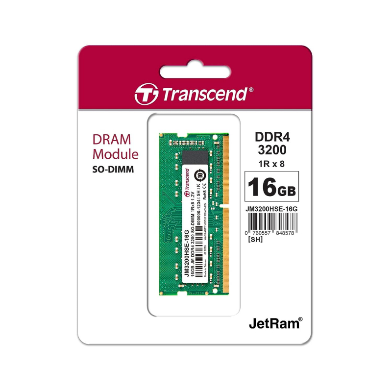 Transcend 16Gb Jm Ddr4 3200 So-Dimm 1Rx8 2Gx8 Cl22 1.2V Jm3200Hse-16G 2 Transcend 16Gb Jm Ddr4 3200 So-Dimm 1Rx8 2Gx8 Cl22 1.2V Jm3200Hse-16G