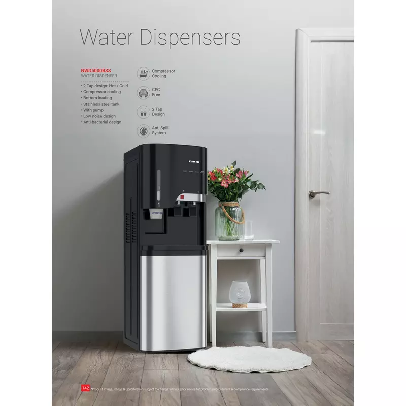 Nikai Water Dispenser 2 Taps Bottom Load With Cup Holder Nwd5000Bss 2 Taps Hot And Cold Compressor Cooling Steel Tank Anti Bacterial Design 7 Nikai Water Dispenser 2 Taps Bottom Load With Cup Holder Nwd5000Bss 2 Taps Hot And Cold Compressor Cooling Steel Tank Anti Bacterial Design