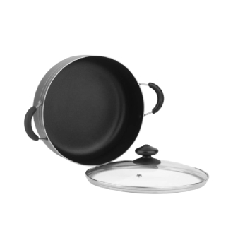 Orange Cook & Serve Non-Stick Casserole 16cm 1L with Glass Lid ONSC032