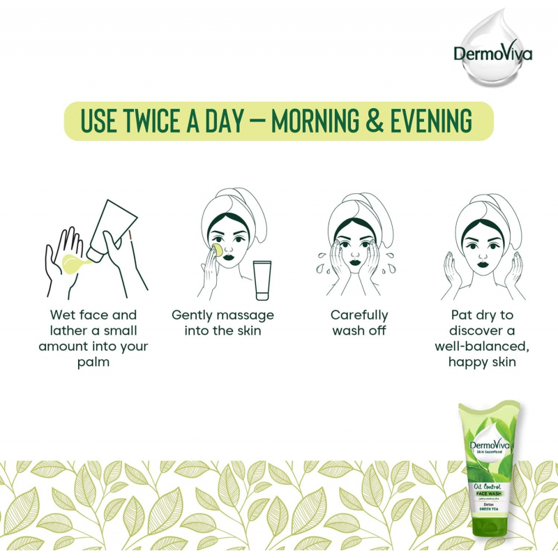 Dermoviva Face Wash Oil Control Green Tea 150Ml 6 Dermoviva Face Wash Oil Control Green Tea 150Ml