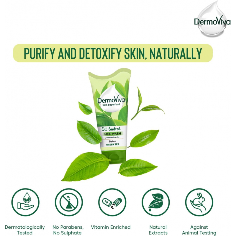Dermoviva Face Wash Oil Control Green Tea 150Ml 5 Dermoviva Face Wash Oil Control Green Tea 150Ml