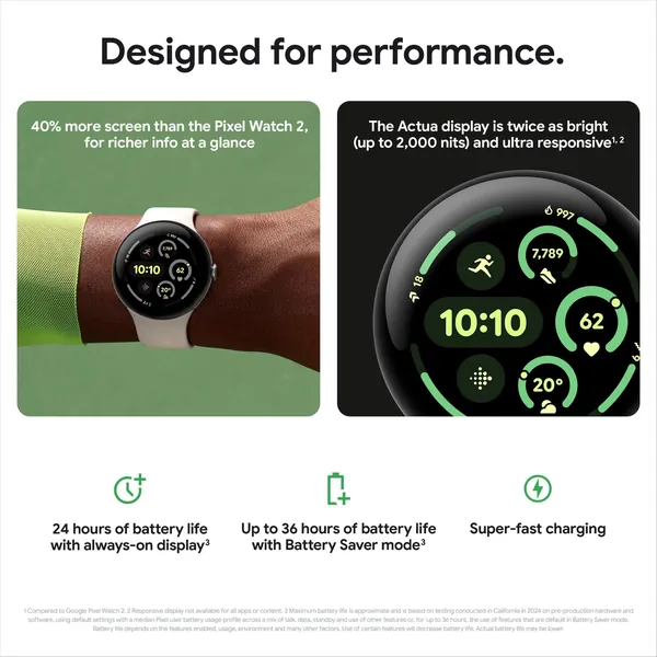 Google Pixel Watch 3 Wi-Fi 41Mm - Silver With Porcelain Active Band 8 Google Pixel Watch 3 Wi-Fi 41Mm - Silver With Porcelain Active Band