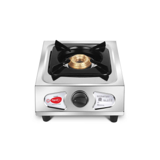 Pigeon Gas Cooker 1 Burner Steel Classic Sap 2 - Stainless Steel Brass Burner Pan Support Unbreakable Abs Knob