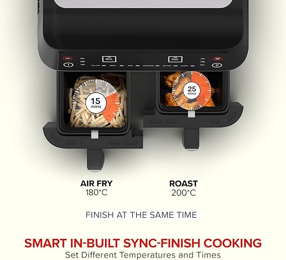 Nikai Airfryer 4Lx2 Digital Double Decker 2460W Naf282Dx Detachable Frying Control Basket Digital Screen With Separate Temperature Settings 4 Nikai Airfryer 4Lx2 Digital Double Decker 2460W Naf282Dx Detachable Frying Control Basket Digital Screen With Separate Temperature Settings