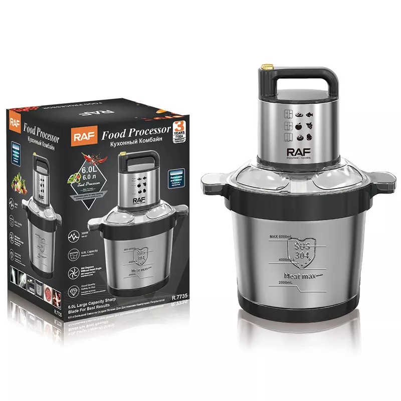 Raf Multifunction Electric Food Processor Chopper For Meat &Amp; Vegetables 6L R.7735 5 Raf Multifunction Electric Food Processor Chopper For Meat &Amp; Vegetables 6L R.7735