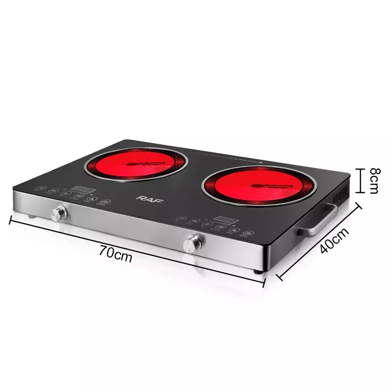 Raf Infrared Cooker Double 3500W + 3500W Touch Control Cooking Stove Heating Radiant, Large Firepower, Pattern Cooking, Simple Operation R.8088 1 Raf Infrared Cooker Double 3500W + 3500W Touch Control Cooking Stove Heating Radiant, Large Firepower, Pattern Cooking, Simple Operation R.8088