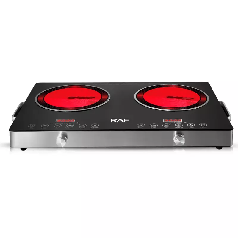 Raf Infrared Cooker Double 3500W + 3500W Touch Control Cooking Stove Heating Radiant, Large Firepower, Pattern Cooking, Simple Operation R.8088 2 Raf Infrared Cooker Double 3500W + 3500W Touch Control Cooking Stove Heating Radiant, Large Firepower, Pattern Cooking, Simple Operation R.8088