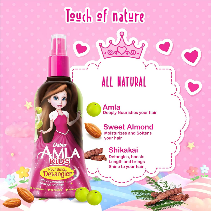 Dabur Amla Detangler Kids Hair Oil 200Ml 4 Dabur Amla Detangler Kids Hair Oil 200Ml - Set Of 3 Pcs