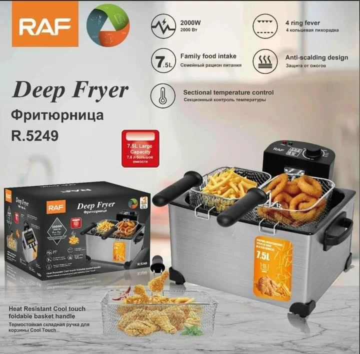 Raf Deep Fryer 7.5L 2000W 2In1 4 Ring Fever,Anti Scalding Design R.5249 9 Raf Deep Fryer 7.5L 2000W 2In1 4 Ring Fever,Anti Scalding Design R.5249