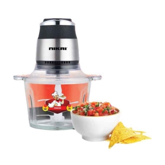 Nikai Chopper 3L Glass Bowl 500W NC394G Detachable Blade Stainless Steel Blades 2 Speed With Safety Switch