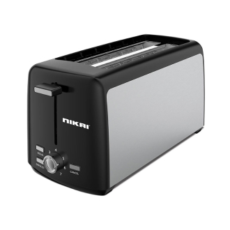 Nikai Toaster 4 Slice Browning Control 1400W NBT666S1 Cancel Defrost And Reheat Functons Movable Centre Grid Long Slots Cord Storage Function