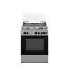 Nikai Oven Cooking Range 4 Burner Double Glass Door 60x55cm U6062FS Glass Lid Button Ignition For Hob With Lamp Stainless Steel Top And Body