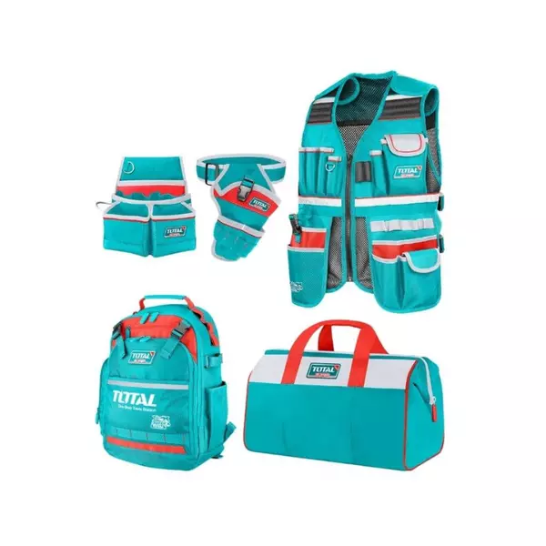 Total 5Pcs Tools Bag Set With Tool Backpack, Bag, Pouch, Vest &Amp; Drill Holster Tos23090 1 Total 5Pcs Tools Bag Set With Tool Backpack, Bag, Pouch, Vest &Amp; Drill Holster Tos23090