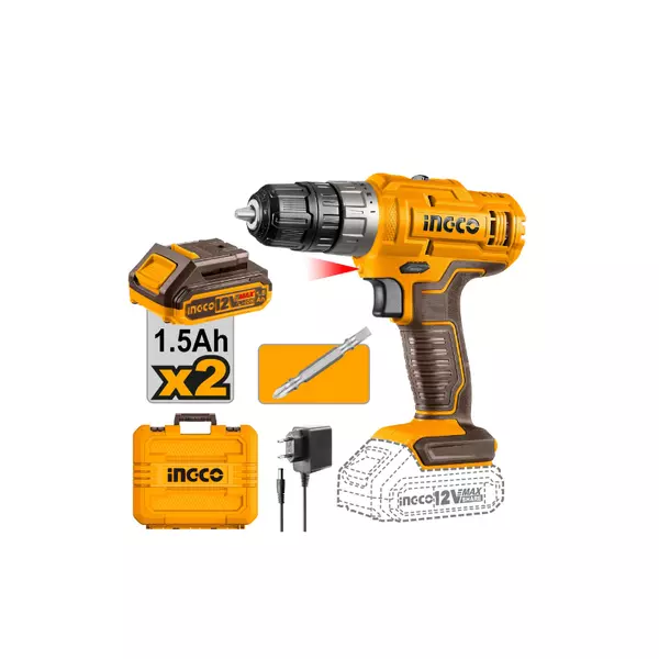 Ingco Cordless Drill Lithium-Ion 12V 25Nm With Integrated Work Light &Amp; Led Battery Power Indicator Cdli1228 1 Ingco Cordless Drill Lithium-Ion 12V 25Nm With Integrated Work Light &Amp; Led Battery Power Indicator Cdli1228