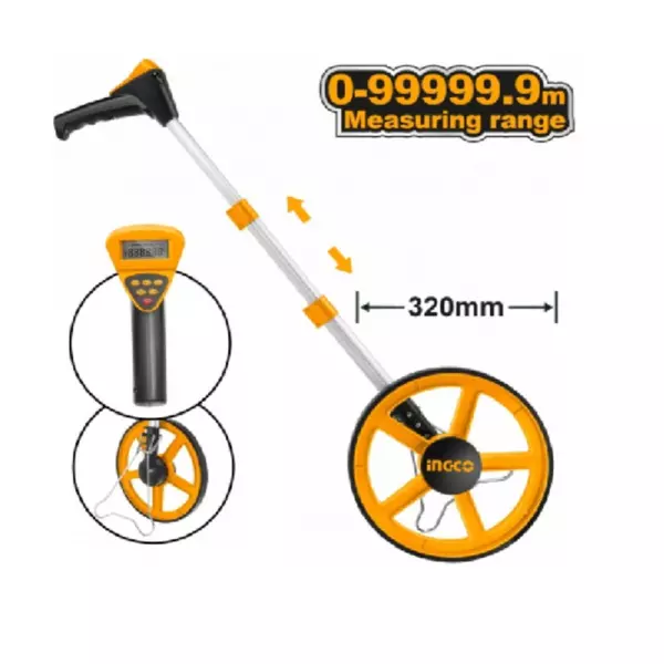 Ingco Odometer Measuring Wheel 99999.9M With Inch &Amp; Metric, Digital Display Hdmw23 1 Ingco Odometer Measuring Wheel 99999.9M With Inch &Amp; Metric, Digital Display Hdmw23