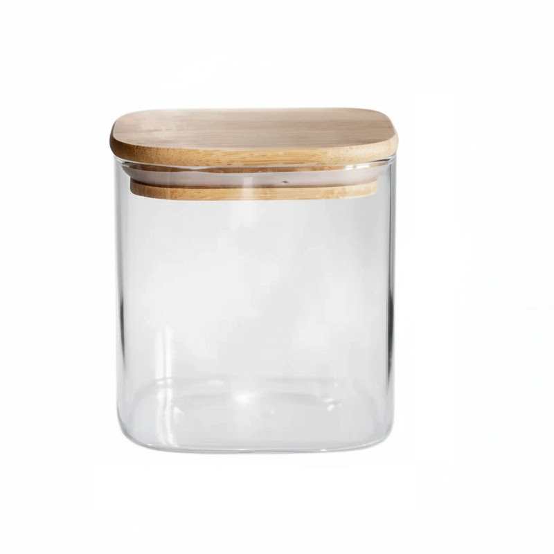 Generic Glass Jar Square With Wooden Lid 10X10Cm – Elegant Storage Container For Kitchen &Amp; Home S1010(1-38) 1 Generic Glass Jar Square With Wooden Lid 10X10Cm – Elegant Storage Container For Kitchen &Amp; Home S1010(1-38)