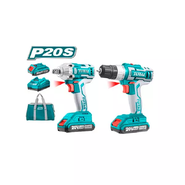 Total Drill Machine &Amp; Impact Wrench Cordless Li-Ion 2Pc Combo Kit Tckli2007 1 Total Drill Machine &Amp; Impact Wrench Cordless Li-Ion 2Pc Combo Kit Tckli2007