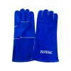 Total Welding Leather Gloves 14" with Kevlar Fire Line Sewing, Back to Cloth Edge, Royal Blue TSP15014