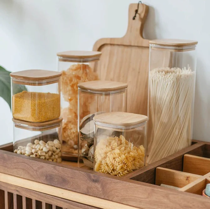 Generic Glass Jar Square With Wooden Lid 10X10Cm – Elegant Storage Container For Kitchen &Amp; Home S1010(1-38) 4 Generic Glass Jar Square With Wooden Lid 10X10Cm – Elegant Storage Container For Kitchen &Amp; Home S1010(1-38)