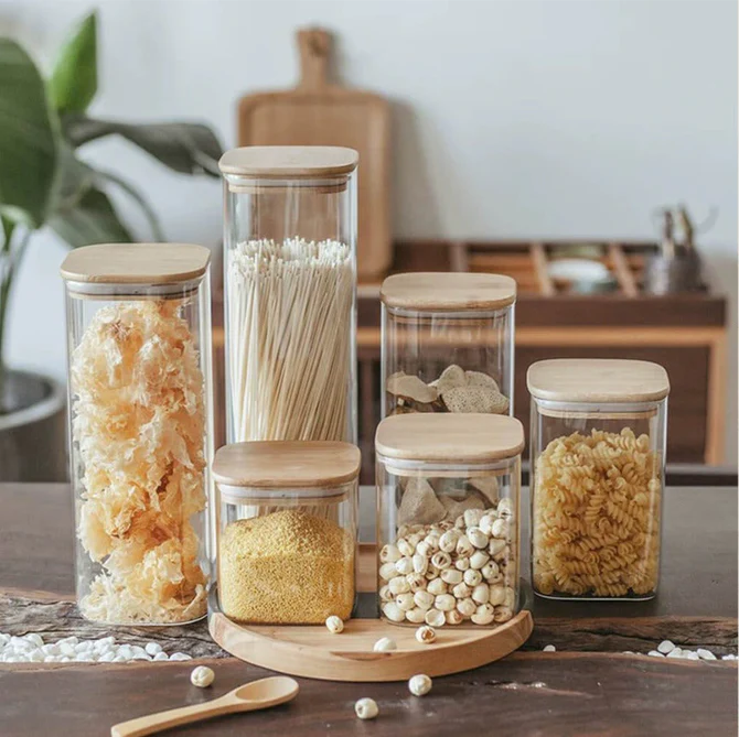 Generic Glass Jar Square With Wooden Lid 10X20Cm – Elegant Storage Container For Kitchen &Amp; Home S1020(1-34) 5 Generic Glass Jar Square With Wooden Lid 10X20Cm – Elegant Storage Container For Kitchen &Amp; Home S1020(1-34)