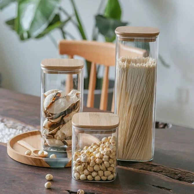 Generic Glass Jar Square With Wooden Lid 10X20Cm – Elegant Storage Container For Kitchen &Amp; Home S1020(1-34) 6 Generic Glass Jar Square With Wooden Lid 10X20Cm – Elegant Storage Container For Kitchen &Amp; Home S1020(1-34)